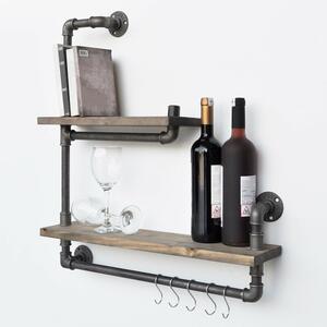 Hanah Home Pipe Shelf Black Walnut Boruraf019