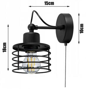 Glimex DARYL állítható fekete fali lámpa kapcsolóval 1xE27