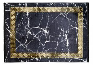TOSCANA Modern fekete szőnyeg arany geometrikus mintával Szélesség: 80 cm | Hossz: 150 cm