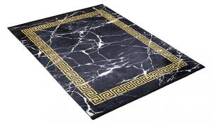 TOSCANA Modern fekete szőnyeg arany geometrikus mintával Szélesség: 80 cm | Hossz: 150 cm