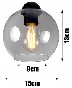 Glimex Orb üvegbúrás mennyezeti lámpa füstüveg / grafit 3xE27