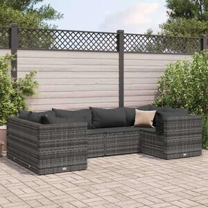 Polyrattan Kerti Ülőgarnitúra - 6 részes - Szürke