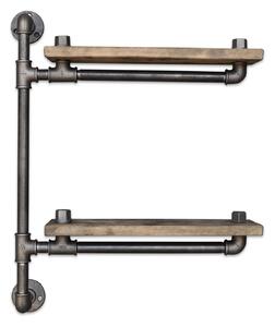 Hanah Home Pipe Shelf Walnut Black Boruraf076