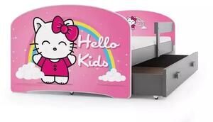 Gyermek ágy grafit keret hello kids matrica grafit fiókos matracok nélkül 80 x 160 kpl