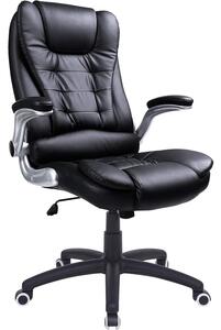 SONGMICS ergonomikus irodai szék támaszokkal, magas háttámlával, lehajtható karfákkal, max. 150 kg, 76x70x(111-121) cm, fekete