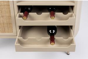 Krémszínű rattan bortartó szekrény, palackok száma 8, 90x100 cm Amaya – White Label