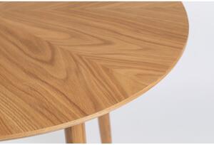 Kerek étkezőasztal tölgyfa dekoros asztallappal ø 100 cm Fabio – White Label