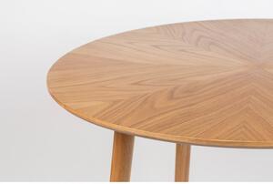 Kerek étkezőasztal tölgyfa dekoros asztallappal ø 100 cm Fabio – White Label