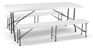 Összecsukható asztal + 2db összecsukható pad