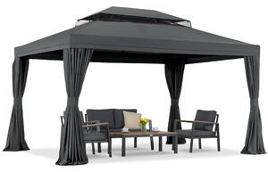 Antracit kerti pavilon függönyökkel Valencia 3x4m Garden Point