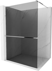 Mexen Kioto +, zuhany paraván polccal és törölközőtartóval 90 x 200 cm, 8mm szürke üveg, króm profil, 800-090-121-01-40
