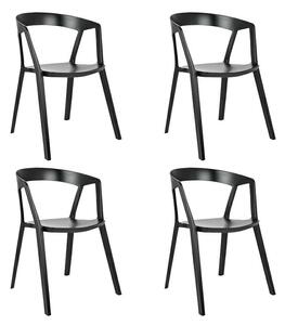 King Home Vibia Szék Polipropilén Fekete Egymásba Rakható 4 db-os Szett