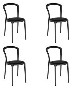 King Home Slim Szék Szett Polipropilén Szövet Fekete 4 Darabos