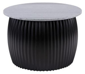 Fekete kerek dohányzóasztal márvány dekoros asztallappal ø 52 cm Luscious – Leitmotiv