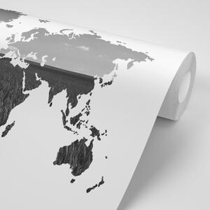 Tapéta világtérkép fekete fehérben