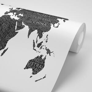 Öntapadó tapéta fekete fehér világtérkép
