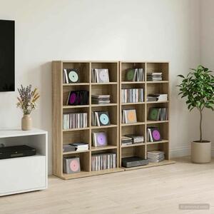 VidaXL CD szekrény 2 db Sonoma Tölgy 65 x 23,5 x 97,5 cm Szerelt Fa