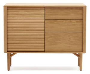 Natúr színű alacsony komód tölgyfa dekorral 105x86 cm Lenon – Kave Home