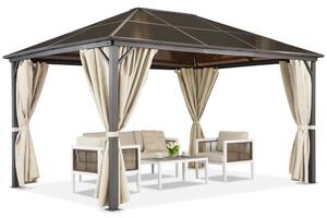 Milos 3x4m kerti pavilon krémszínű függönyökkel Garden Point
