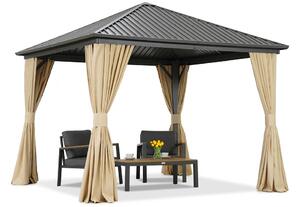 Fém pavilon Sardinia 3x3 függönyökkel Garden Point bézs színű