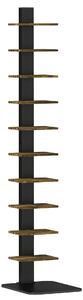 HOMCOM 11 polcos torony alakú könyvespolc, függőleges polcrendszer kis helyiségekbe, 34,5 x 41,5 x 163,5 cm, rusztikus barna