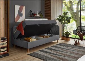 Sötétszürke kárpitozott egyszemélyes ágy tárolóhellyel 90x200 cm Cabana – Meise Möbel