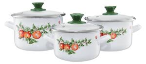 Emalia Olkusz zománcozott fazék készlet 6 részes 16/18/20 cm almák
