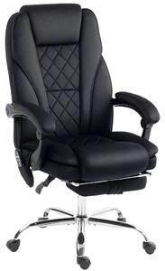 Ergonomikus irodai szék masszázsfunkcióval, lábtartóval, forgóval, görgőkkel, fekete