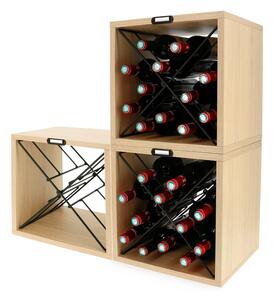 Natúr színű bortartó polcos állvány bükkfa dekorral, palackok száma 12 – Compactor