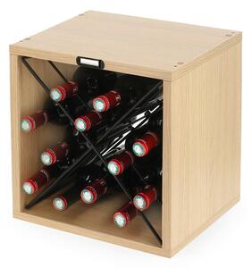 Natúr színű bortartó polcos állvány bükkfa dekorral, palackok száma 12 Basik – Compactor