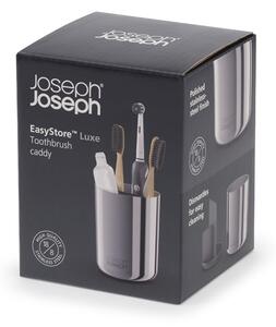 Fényes ezüstszínű rozsdamentes acél fogkefetartó pohár EasyStore Luxe – Joseph Joseph