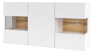 AVANA 3D fiókos szekrény, 120x62x35, fehér/wotan tölgy