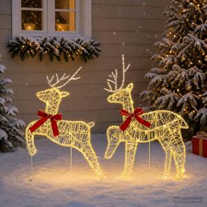 Karácsonyi rénszarvas 2 db 40 LED Meleg fehér 43 x 19 x 65 cm