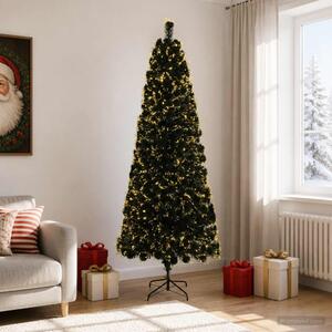 Optikai szálas műfenyő 210 cm 24 LED Meleg fehér PVC Zöld