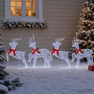 Karácsonyi rénszarvas 4 db 80 LED Hideg fehér 43 x 19 x 65 cm