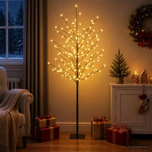 LED-es gömb karácsonyfa Fekete 18 x 18 x 150 cm Acél 185 LED