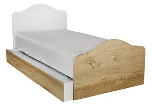 Fehér-natúr színű egyszemélyes ágy tárolóhellyel 90x190 cm Kanguru – Kalune Design