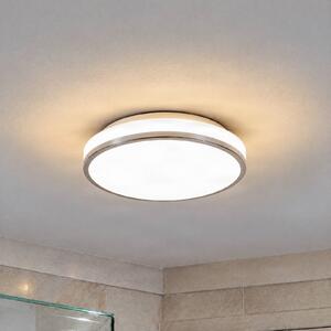 Lindby LED mennyezeti világítás Lyss, Ø 28 cm, króm színű, IP44, Fehér / opál, Fürdőszoba, Üveg, Modern