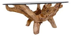 Natúr színű kerek dohányzóasztal üveg asztallappal ø 110 cm Amazonas – House Nordic