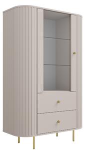 Lento vitrinszekrény 98 cm fiókokkal - homokbézs