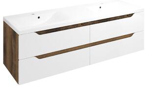 Sapho Sapho, WAVE dupla mosdós szekrény 149.7x50x47.8cm, fehér/Collingwood tölgy, WA150-3019