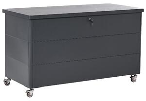 Párnatartó láda KYMI 136 cm 55 cm Fém kerekekkel Sötétszürke