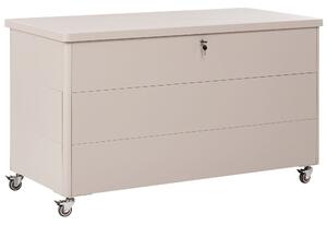 Párnatartó láda KYMI 136 cm 55 cm Fém kerekekkel Bézs