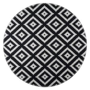 Fekete-fehér mosható kerek szőnyeg ø 100 cm – Vitaus