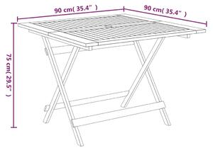 VidaXL tömör akácfa összecsukható kerti asztal 90 x 90 x 75 cm
