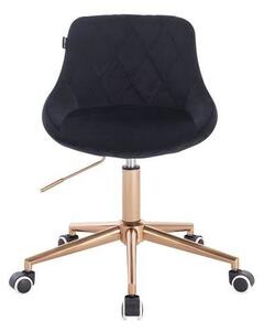 HR1054K Fekete modern velúr szék arany lábbal