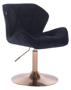 HR111N Fekete modern velúr szék arany lábbal