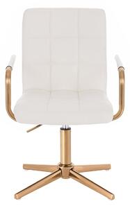 HC1015PCROSS Fehér modern műbőr szék arany lábbal