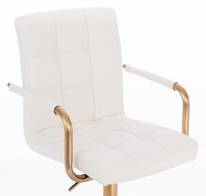 HC1015KP Fehér modern műbőr szék arany lábbal