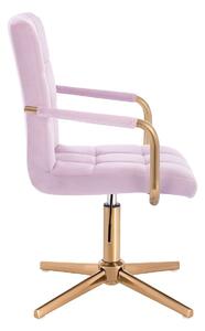 HC1015PCROSS Halványlila modern velúr szék arany lábbal